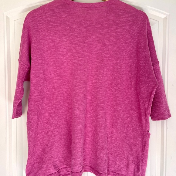 J. Jill Purejill Pink Linen Cotton Blend 3/4 Sleeve Boxy Tee with Pockets Small - Picture 4 of 6